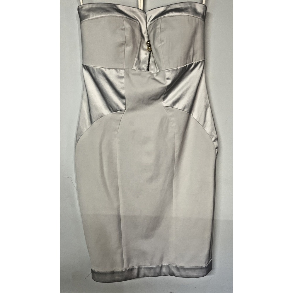 Elisabetta Franchi White Satin Bustier Sheath Dress IT 42 US 6 Designer High End